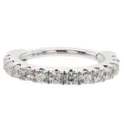 "Telesto" Hinge Ring In Gold With White CZ's -Body Vision Los Angeles 40532 BVLABodyVisionTelestoHingeRinginGoldwithWhiteCZ sSingle16ga.3.81.5mmWhiteGold3