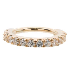 "Telesto" Hinge Ring In Gold With White CZ's -Body Vision Los Angeles 40532 BVLABodyVisionTelestoHingeRinginGoldwithWhiteCZ sSingle16ga.3.81.5mmYellowGold3