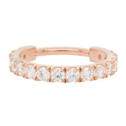 "Telesto" Hinge Ring In Gold With White CZ's -Body Vision Los Angeles 40532 BVLABodyVisionTelestoHingeRinginGoldwithWhiteCZ sSingle2mmRoseGold3