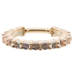 "Telesto" Cabochon Hinge Ring In Gold With Rainbow Moonstone -Body Vision Los Angeles 40532 BodyVision BVLATelestoCabochonHingeRinginGoldwithRainbowMoonstoneSingle14ga.1.22mmYellowGold3