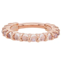 "Telesto" Cabochon Hinge Ring In Gold With Rainbow Moonstone -Body Vision Los Angeles 40532 BodyVision BVLATelestoCabochonHingeRinginGoldwithRainbowMoonstoneSingle14ga.7.162mmRoseGold1 54137e50 37ea 4a42 aea9 4d13de4bd9ef