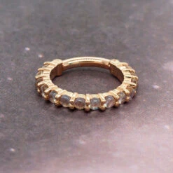 "Telesto" Cabochon Hinge Ring In Gold With Rainbow Moonstone -Body Vision Los Angeles 40532 BodyVision BVLATelestoCabochonHingeRinginGoldwithRainbowMoonstonezFunky2