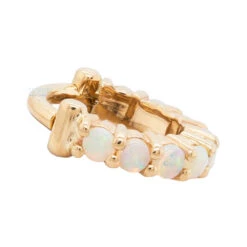 "Telesto" Hinge Ring In Gold With Genuine White Opals -Body Vision Los Angeles 40532 BodyVision BVLATelestoHingeRinginGoldwithGenuineWhiteOpalsSingleYellowGold5.164