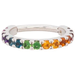 "Telesto" Hinge Ring In Gold With Rainbow In Genuine Gemstones