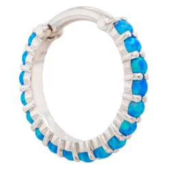 "Telesto" Hinge Ring In Gold With Sky Blue Opals -Body Vision Los Angeles 40532 BodyVision BVLATelestoHingeRinginGoldwithSkyBlueOpalSingle14ga1.22mmWhiteGold4