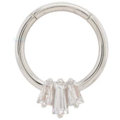 "Oceane 3" Hinge Ring In Gold With White CZ's