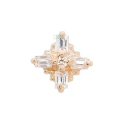 "Gaia" Threaded End In Gold With White CZ's