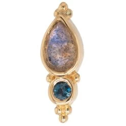 "Mai" Threaded End In Gold With Rose Cut Labradorite & London Blue Topaz