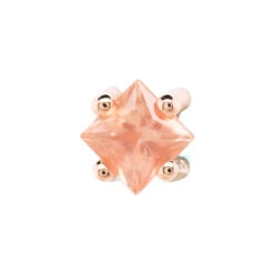 Prong-Set Princess-Cut Threaded End In Gold With Oregon Sunstone ON AXIS