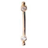 Gold Curved Barbell With White CZ's In Forward Facing Bezels & Bead Accents