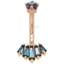 "Oceane 5" Navel Curve In Gold With London Blue Topaz -Body Vision Los Angeles 40652 BVLAOceane5ProngNavelCurveinGoldwithLondonBlueTopazSingleRoseGold2 64fa145c f639 4d99 8b61 26809d2a6102