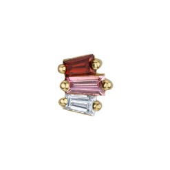 "Mini Oceane 3" Threaded End In Gold With Garnet, Padparadscha Sapphire & Diamond