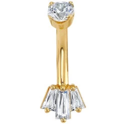 "Oceane 3" Navel Curve In Gold With DIAMONDS