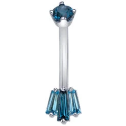 "Oceane 3" Navel Curve In Gold With London Blue Topaz -Body Vision Los Angeles 40652 BodyVision BVLAOceane3NavelCurveinGoldwithLondonBlueTopazSingleWhiteGoldVENDORPHOTO jpg