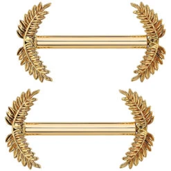 Forward Facing "Fern Bell" Nipple Barbells In Gold