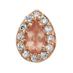 "Altura Pear" Threaded End In Gold With Oregon Sunstone & DIAMONDS -Body Vision Los Angeles 40657 1