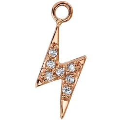 Micro Pave Lightning Bolt Charm In Gold With White CZ's