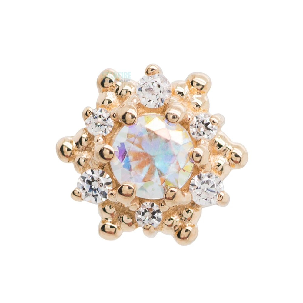 "Hannah" Nostril Screw In Gold With Mercury Mist Topaz & White CZ's 3 "Hannah" Nostril Screw In Gold With Mercury Mist Topaz & White CZ's - Image 3