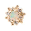 "Hannah" Threaded End In Gold With Genuine White Opal & White CZ's