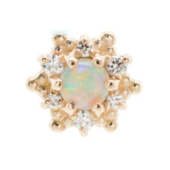 "Hannah" Threaded End In Gold With Genuine White Opal & White CZ's -Body Vision Los Angeles 40729 BVLABodyVisionHannahThreadedEndinGoldwithGenuineWhiteOpal WhiteCZ sSingleYellowGold2