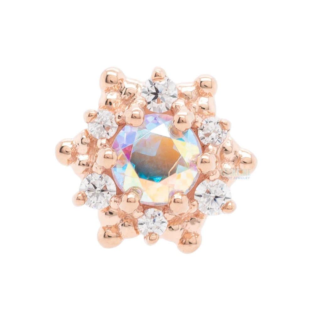 "Hannah" Nostril Screw In Gold With Mercury Mist Topaz & White CZ's 5 "Hannah" Nostril Screw In Gold With Mercury Mist Topaz & White CZ's - Image 5