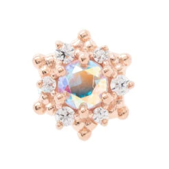 "Hannah" Threaded End In Gold With Mercury Mist Topaz & White CZ's -Body Vision Los Angeles 40729 BodyVisionBVLAHannahThreadedEndinGoldwithMercuryMistTopazandWhiteCZsSingleRoseGold2