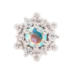 "Hannah" Threaded End In Gold With Mercury Mist Topaz & White CZ's -Body Vision Los Angeles 40729 BodyVisionBVLAHannahThreadedEndinGoldwithMercuryMistTopazandWhiteCZsSingleWhiteGold2