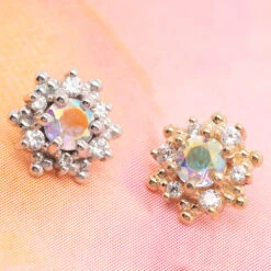 "Hannah" Threaded End In Gold With Mercury Mist Topaz & White CZ's -Body Vision Los Angeles 40729 BodyVisionBVLAHannahThreadedEndinGoldwithMercuryMistTopazandWhiteCZszFunky3