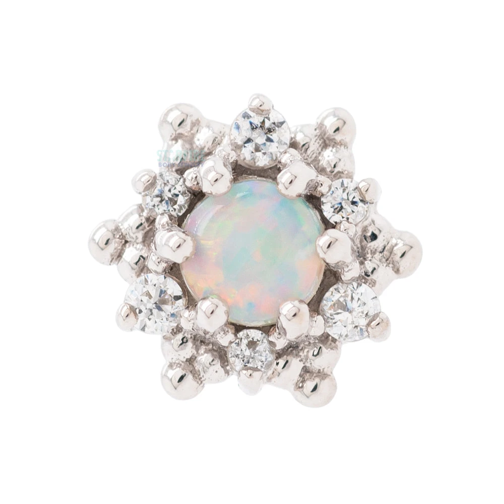 "Hannah" Threaded End In Gold With Genuine White Opal & White CZ's - Image 3