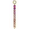 Linear Ten Prong Charm In Gold With Pink Gradient Genuine Gemstones