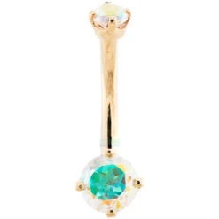 Prong-Set Navel Curve In Gold With Mercury Mist Topaz'