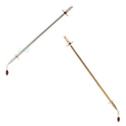 "Kiss Of Death" Industrial Barbell In Gold With Garnets