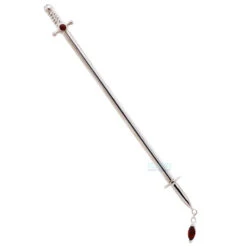 "Kiss Of Death" Industrial Barbell In Gold With Garnets -Body Vision Los Angeles 40905 BodyVision BVLAKissofDeathIndustrialBarbellinGoldwithGarnets13.8SingleWG1