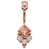 "Sarai Princess" Navel Curve In Gold With Oregon Sunstone & White CZ's