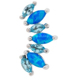 "Athena" Threaded End In Gold With Swiss Topaz' & Sky Blue Opals -Body Vision Los Angeles 40914 BVLABodyVisionAthenaThreadedEndinGoldwithSwissTopaz SkyBlueOpalsSingleWhiteGold1