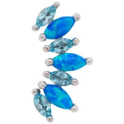 "Athena" Threaded End In Gold With Swiss Topaz' & Sky Blue Opals -Body Vision Los Angeles 40914 BVLABodyVisionAthenaThreadedEndinGoldwithSwissTopaz SkyBlueOpalsSingleWhiteGold2 0820b5e7 9ce4 4260 92e4 fc511e5606f7