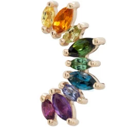 9 Gem "Athena" Threaded End In Gold Multicolor With Genuine Gemstones