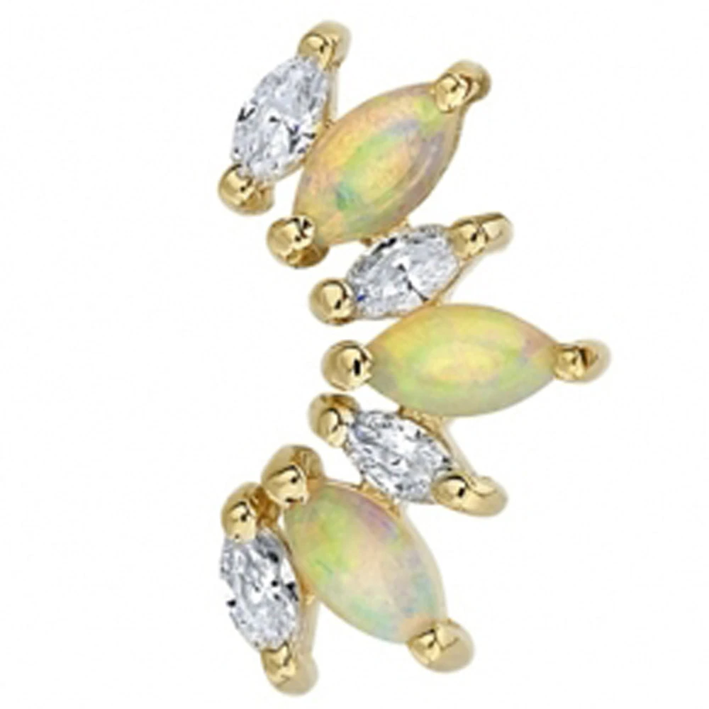 "Athena" Threaded End In Gold With DIAMONDS & Genuine White Opals 2 "Athena" Threaded End In Gold With DIAMONDS & Genuine White Opals - Image 2