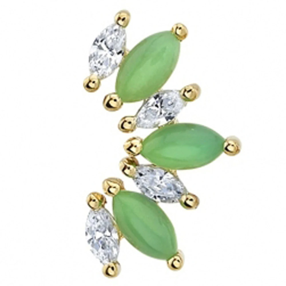 "Athena" Threaded End In Gold With DIAMONDS & Chrysoprase 2 "Athena" Threaded End In Gold With DIAMONDS & Chrysoprase - Image 2