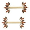"Athena" Forward Facing Nipple Barbells In Gold With Smoky Quartz & Peach Topaz'