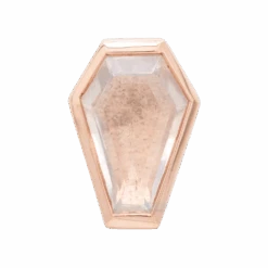 "Coffin" Threaded End In Gold With Rainbow Moonstone -Body Vision Los Angeles 40917 BodyVision BVLACoffinThreadedEndinGoldwithRainbowMoonstoneSingleRoseGold2
