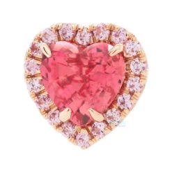 "Heart Altura" Threaded End In Gold With Padparadscha Sapphire & Light Pink Sapphires