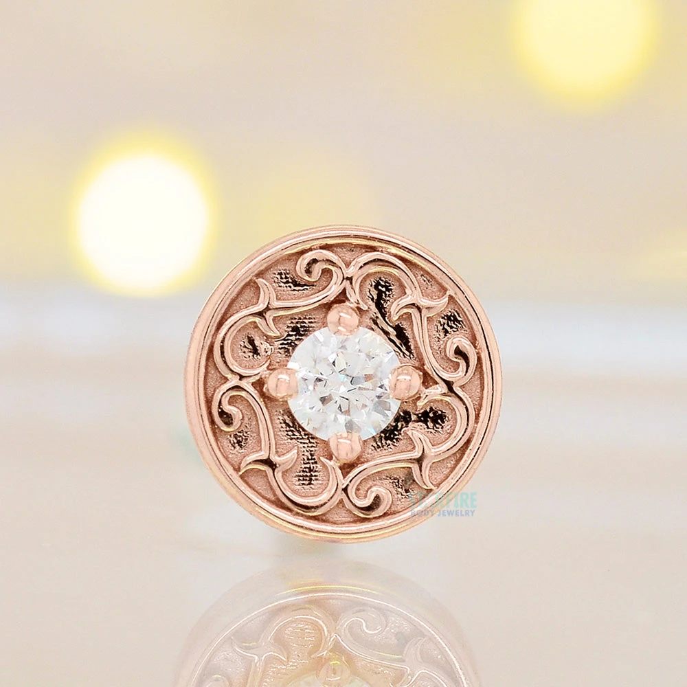 "Elizabeth" Threaded End In Gold With White CZ 2 "Elizabeth" Threaded End In Gold With White CZ - Image 2