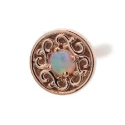 "Elizabeth" Nostril Screw In Gold With Genuine White Opal