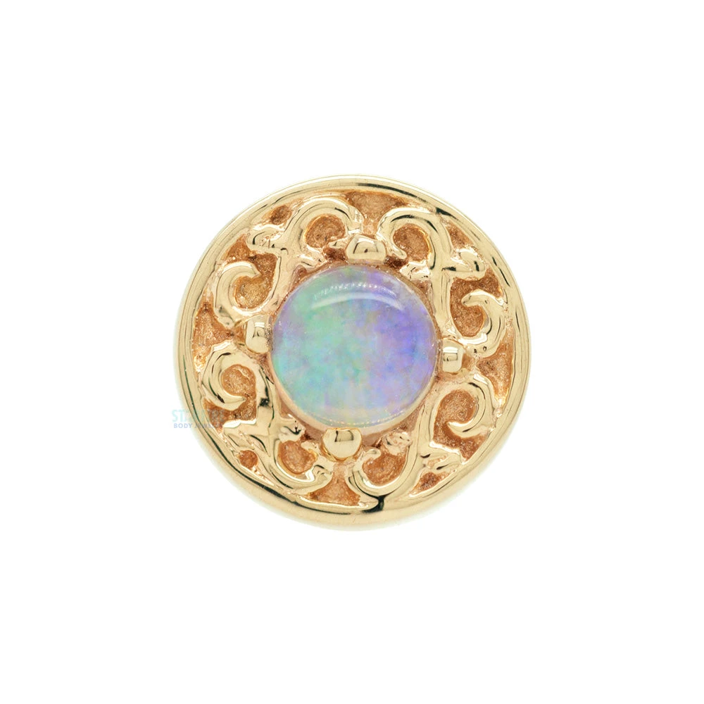 "Elizabeth" Threaded End In Gold With Genuine White Opal 1 "Elizabeth" Threaded End In Gold With Genuine White Opal