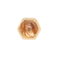 Honeycomb Threaded End In Gold With Rutilated Quartz -Body Vision Los Angeles 40948 BVLABOdyVisionHoneycombThreadedEndinGoldwithRutilatedQuartzSingleYellowGold2 40aa31f3 2644 402a 902f 22a52da575af