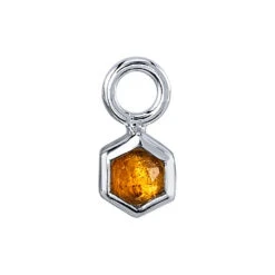 Honeycomb Charm In Gold With Rose Cut Citrine