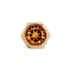 Honeycomb Threaded End In Gold With Faceted Citrine -Body Vision Los Angeles 40948 BodyVision BVLAHoneycombThreadedEndinGoldwithFacetedCitrineSingleYellowGold3mmgem2