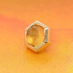 Honeycomb Threaded End In Gold With Rose Cut Citrine