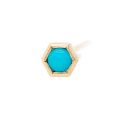 Honeycomb Nostril Screw In Gold With Turquoise